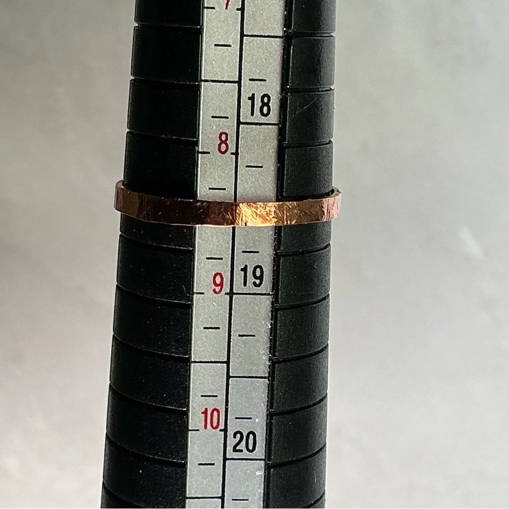Raw Copper Ring Size 8.5 Band Jewelry Minimal Hammered Solid Handcrafted USA #B - Picture 10 of 12